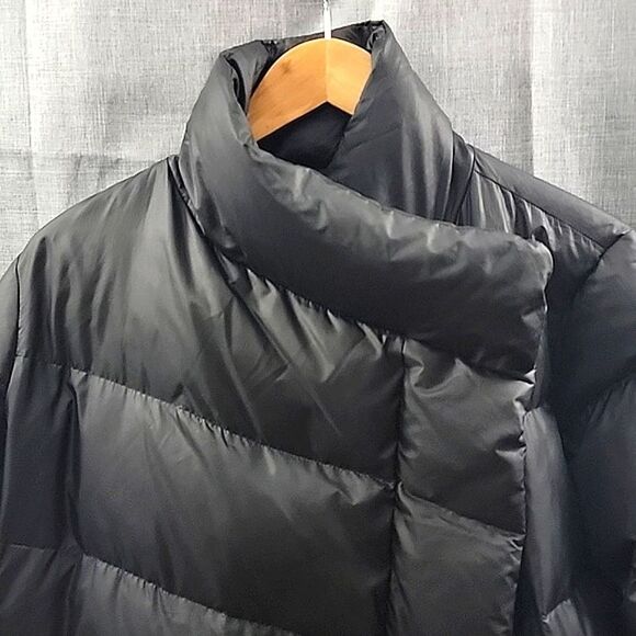 Theory Oversized Quilted Down Puffer Long Black Coat women's Large - Picture 4 of 16